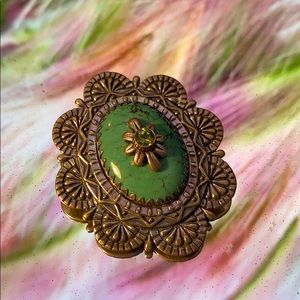 Vintage sterling silver stone brooch